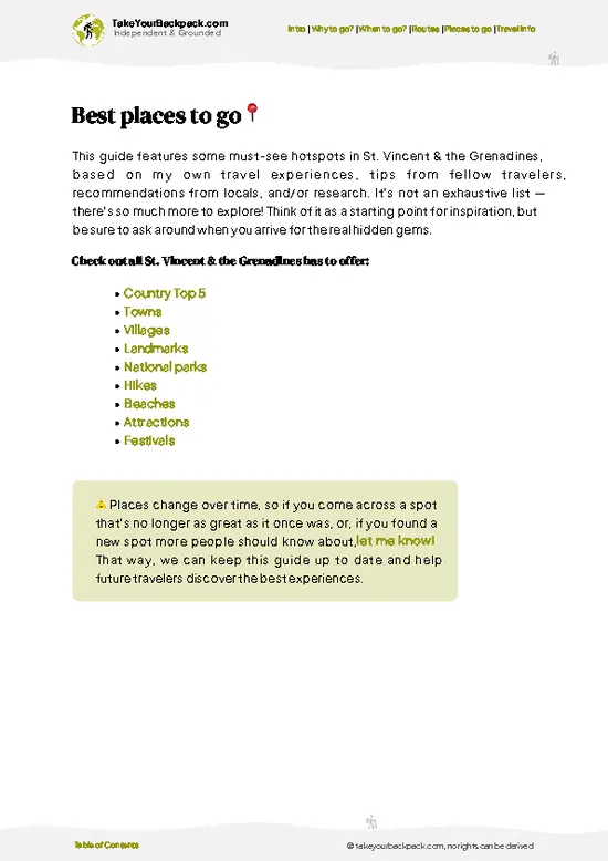 example page 5 from our offline Travel Guide for Saint Vincent and the Grenadines